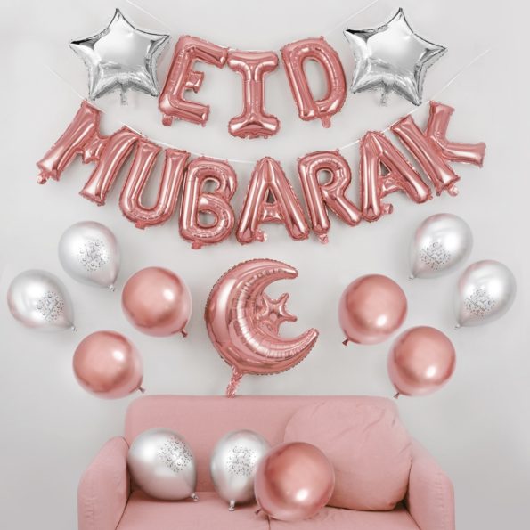 Ballon décoration eid mubarak rose
