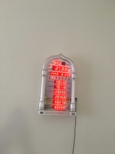 Horloge adhan argentée de prière de mosquée avec télécommande photo review